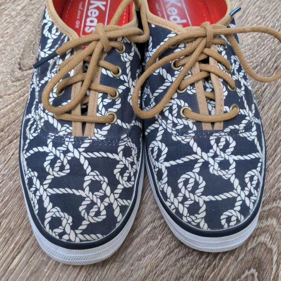 Keds Navy Blue & Champion Rope Print Lace Up Sneakers Size 6 - Picture 4 of 16